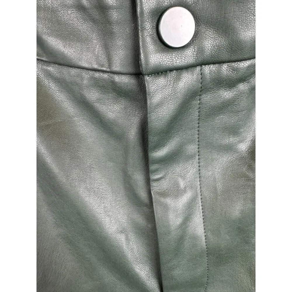 ELOQUII green stretch faux vegan leather cropped ankle pants 24 NWT - Picture 3 of 10
